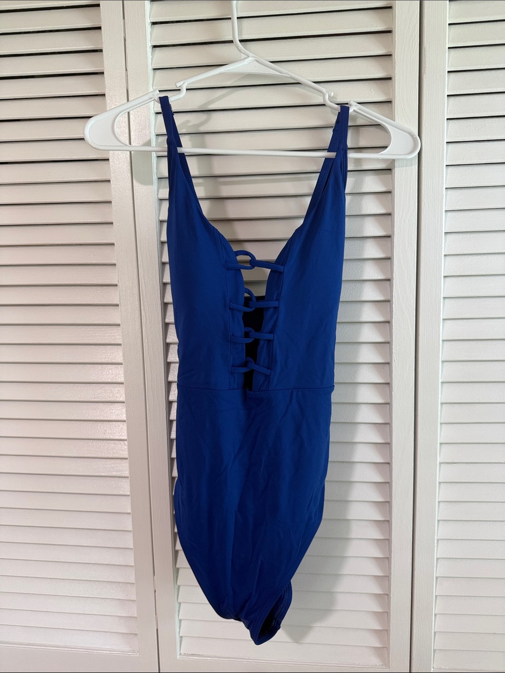 La Blanca Royal Blue One-Piece Swimsuit with Front Ladder Straps